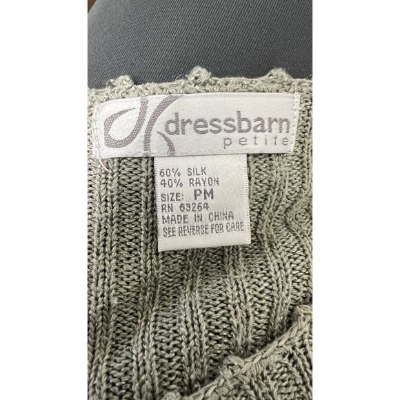 🪶 Dressbarn Petite PM Silk Rayon Knit Top – Metallic Gray Ribbed Tee - Picture 4 of 4